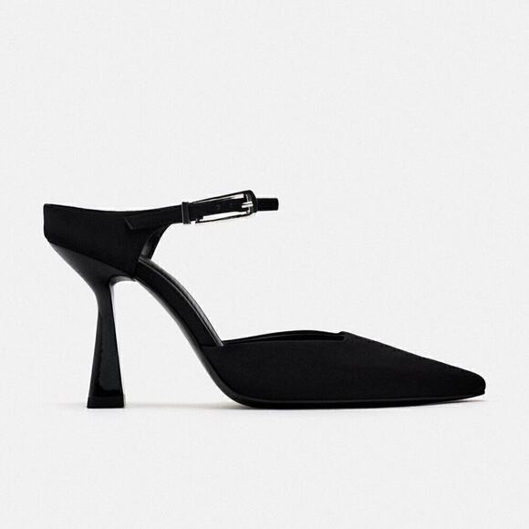 ZARA Black Buckled Mules NWT | Pointed Toe Heels | Size 8 - Picture 16 of 16